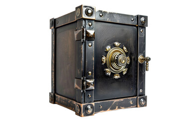Fototapeta premium Robust Treasure Safe on transparent background PNG.