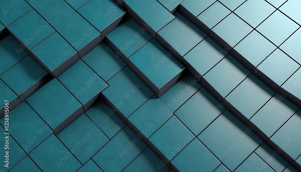 Poster teal cubes arranged in an abstract pattern