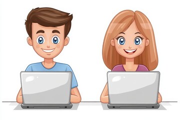 hommes et femmes avec ordinateur de bureau, Generative AI