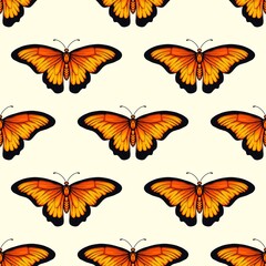 yellow orange butterfly seamless pattern