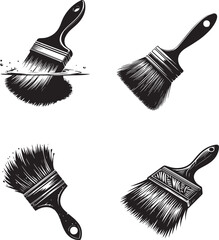 Brush black and white silhouette assets in vector farm 