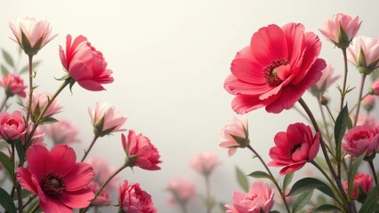 A Delicate Arrangement of Pink and Red Blossoms, Softly Illuminated, Creating a Serene and Romantic Atmosphere
