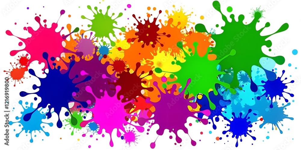 Poster colorful splashes of paint create an artistic display suitable for creative projects and decorations
