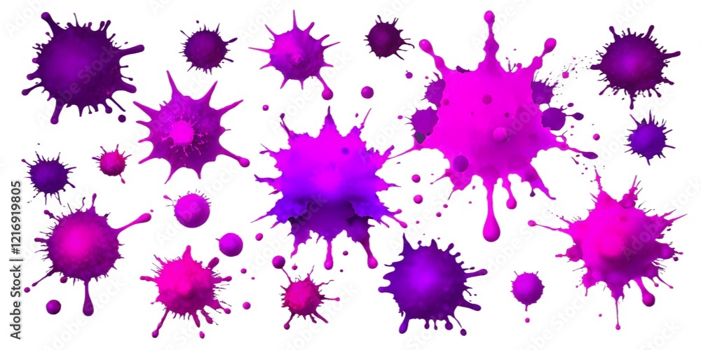 Poster colorful splashes of purple and pink paint create a dynamic background effect for artistic projects 