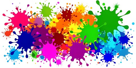 Colorful splashes of paint create an artistic display suitable for creative projects and decorations at any event