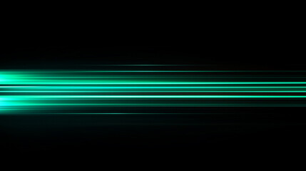 Abstract green glowing speed lines on a black background,glowing blurred motion effect, glowing horizontal lines.vector illustration.