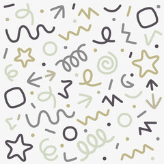 Abstract background. Straight and curved lines indicate a certain direction, springs, symbols.