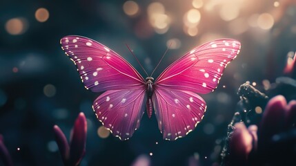 Pink Butterfly: Enchanting Wings in a Dreamlike Garden