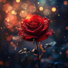 red rose with water drops,red rose with drops of water