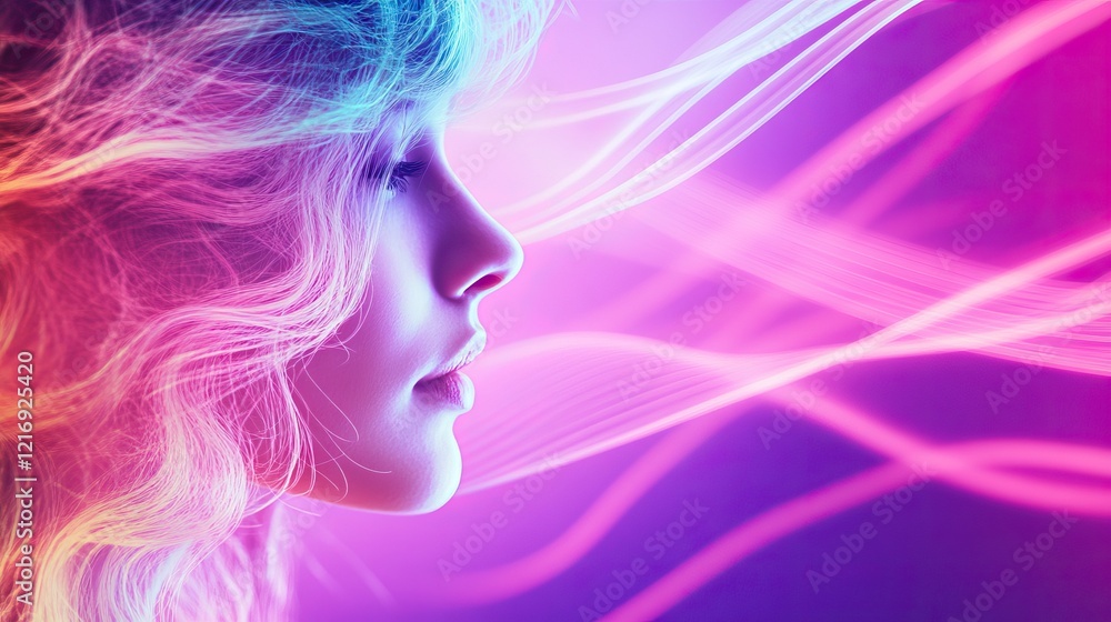 Poster expression with flowing abstract pastel color streams.