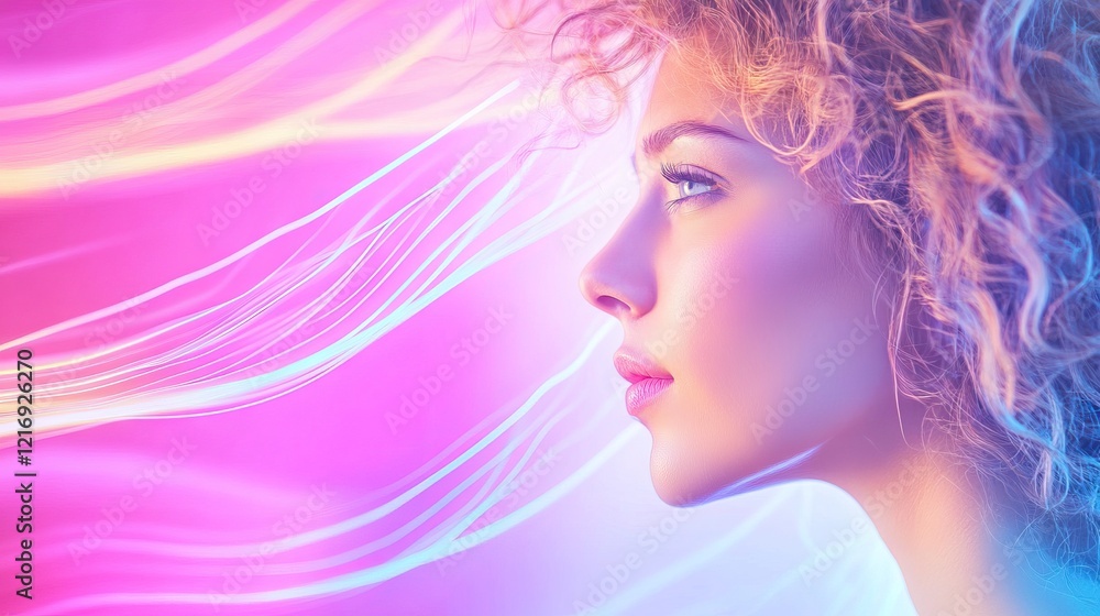 Poster artistic profile image with colorful abstract waves.