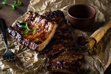 BBQ pork ribs on the table