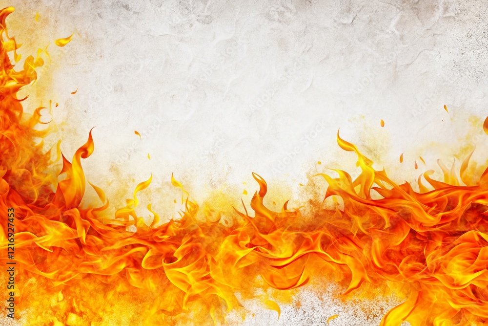 Poster fiery abstract art border: white background texture with copy space for design