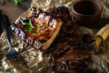 BBQ pork ribs on the table