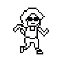Fototapeta premium Cute cartoon run exercise pixel cartoon 8bit character woman lady run or running jog cardio lifestyle for decoration life style 8 bit female jog marathon exercise game 8 bit png vector.