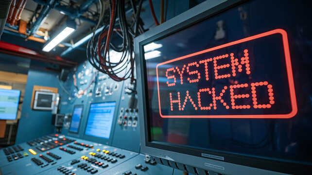 An alert in red The screen reads "System Hacked."
