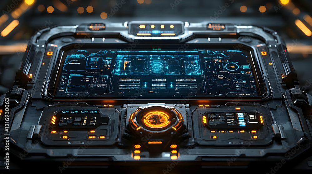Poster futuristic control panel interface spaceship