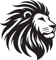 Lion roar and face of king of  jungle  vector black and white 