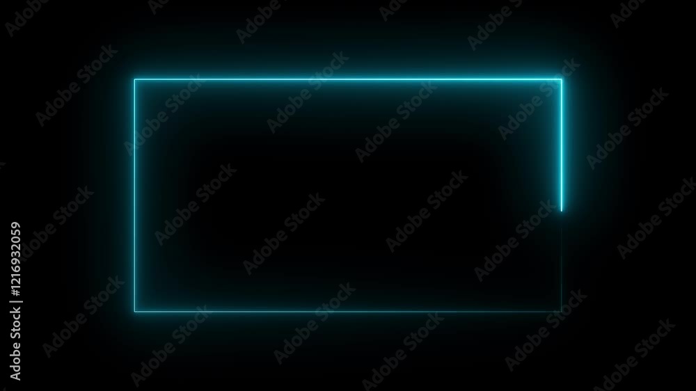 Poster neon rectangle border frame. animated rectangle neon glowing frame background.