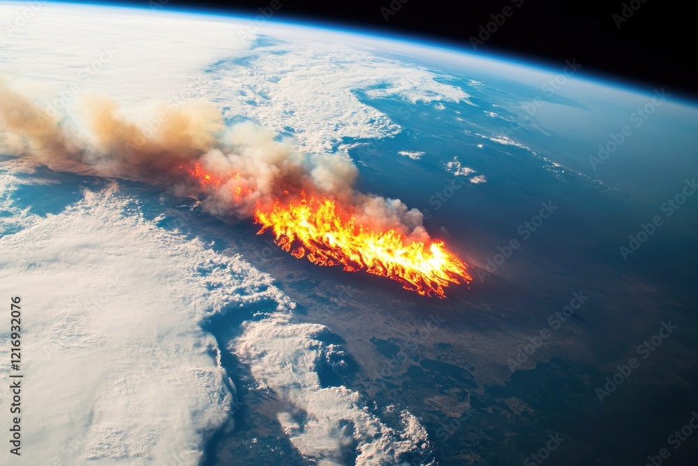 Poster astronauts observe the planet earth from a space station