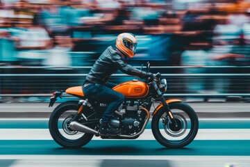 Fototapeta premium Dynamic motorcycle racing at the track with fast paced shots and striking motion blur effects