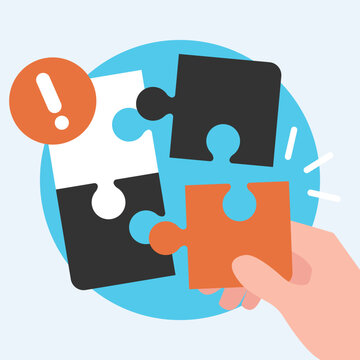 Puzzle pieces jigsaw with wrong position.