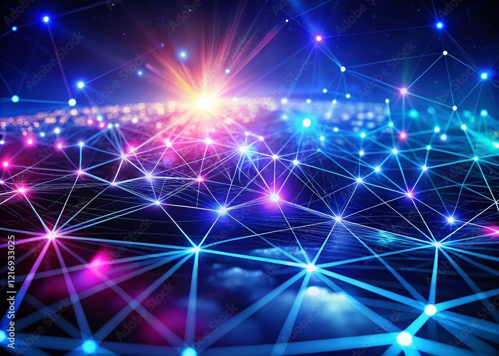 Poster futuristic 3d network connection: abstract digital technology background for presentations