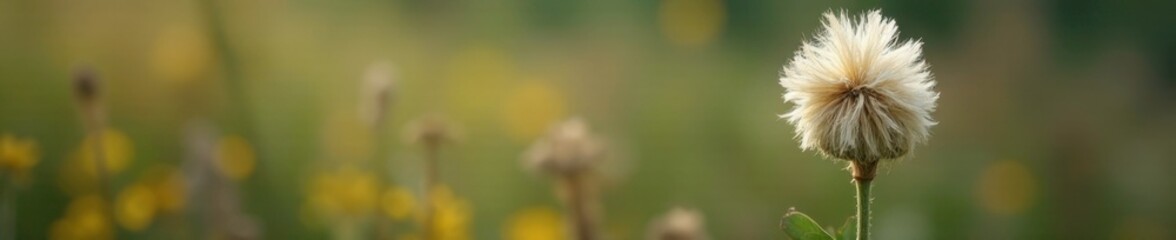 Dried and fluffy Lamb's Ear Stachys palestina on a stem, flower details,