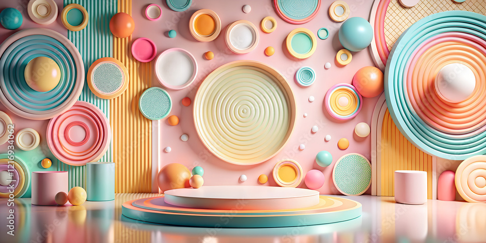 Aufkleber colorful circular patterns create an energetic stage setting with vibrant wallpaper for creative pre