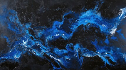 Obraz premium Abstract Blue Ocean: Fluid Acrylic Pour Painting