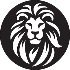 Lion roar and face of king of  jungle  vector black and white 