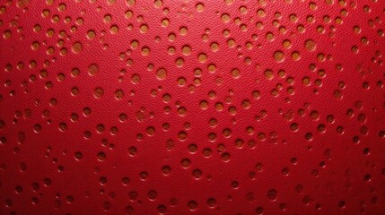 Crimson Leather Texture with Circular Cutouts Forming a Subtle Pattern