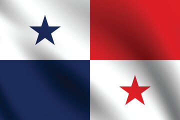 Panama flag official colors and proportion digital vector illustration. Pleated flag.