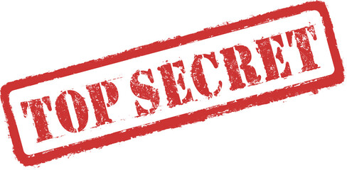 TOP SECRET grunge, old, used or misprinted rubber stamp effect, transparent. High resolution	
