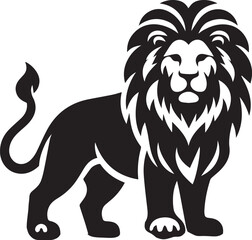 Lion roar and face of king of  jungle  vector black and white 