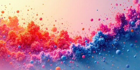Vibrant Colorful Spheres in a Dynamic Abstract Composition Featuring a Blend of Pink, Orange, and Blue Hues Creating a Visually Stunning and Texturally Rich Image