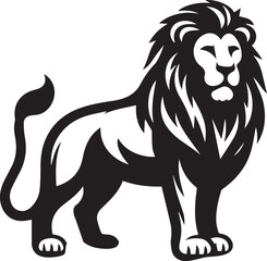 Lion roar and face of king of  jungle  vector black and white 