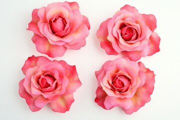 Fototapeta premium A bouquet of pink roses arranged on a white background