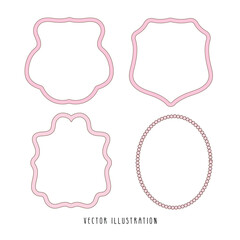 Pink Ribbon Crest Frame and Border. Vector Illustration