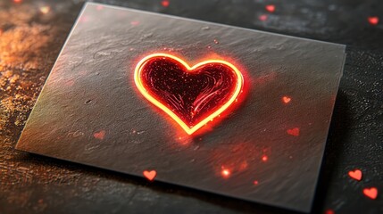 a Valentineâ€™s card with an animated heart that glows when touched, isolated on transparent background.