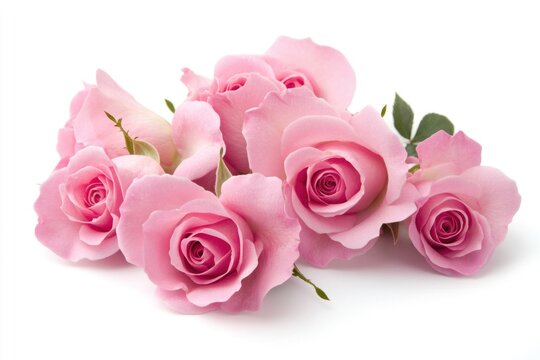 A bouquet of pink roses on a clean white background