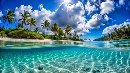 Hawaii Panoramic Underwater Paradise: Crystal Blue Ocean & Pristine White Sand