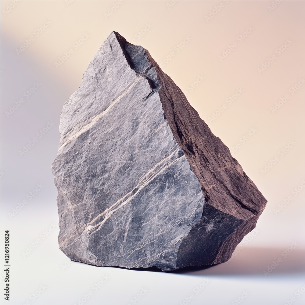 Poster rugged sharp edged rock with visible erosion patterns on surface