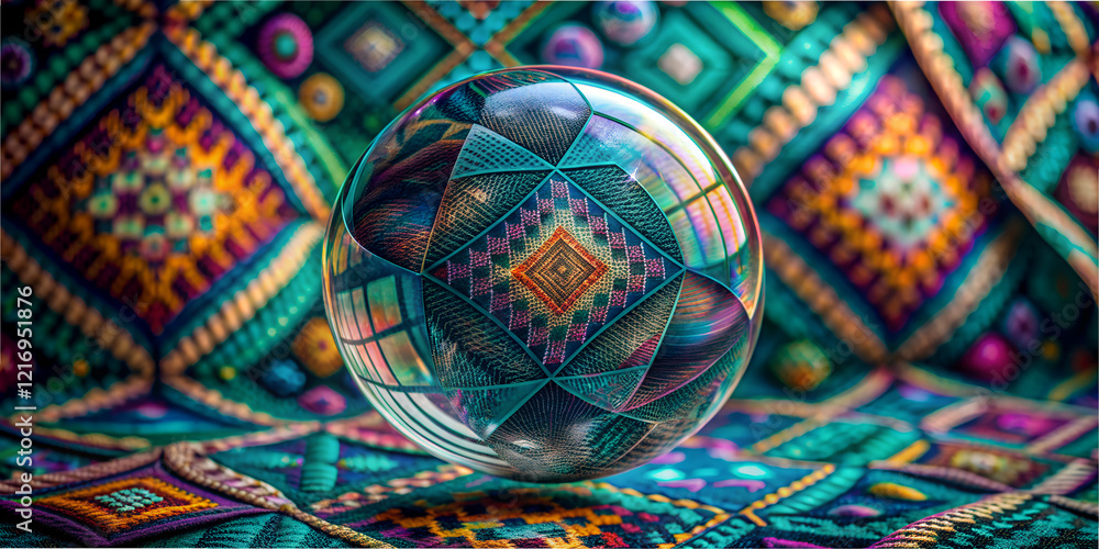 Poster bubble textile patterns create an abstract atmosphere with vibrant colors and intricate designs, enh