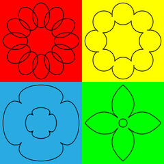 set of flowers Geometric line Floral 04