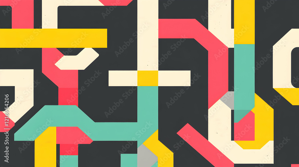 Poster abstract geometric background with vibrant colors and intersecting shapes, ideal for modern design p