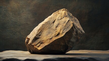 Single Rough Rock with Visible Fracture Lines on Surface