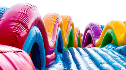 Bright Inflatable Bouncers on transparent background PNG.