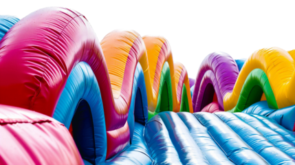 Bright Inflatable Bouncers on transparent background PNG.