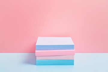 A minimalist work table with a single stack of paper and a pastel pen holder. picture